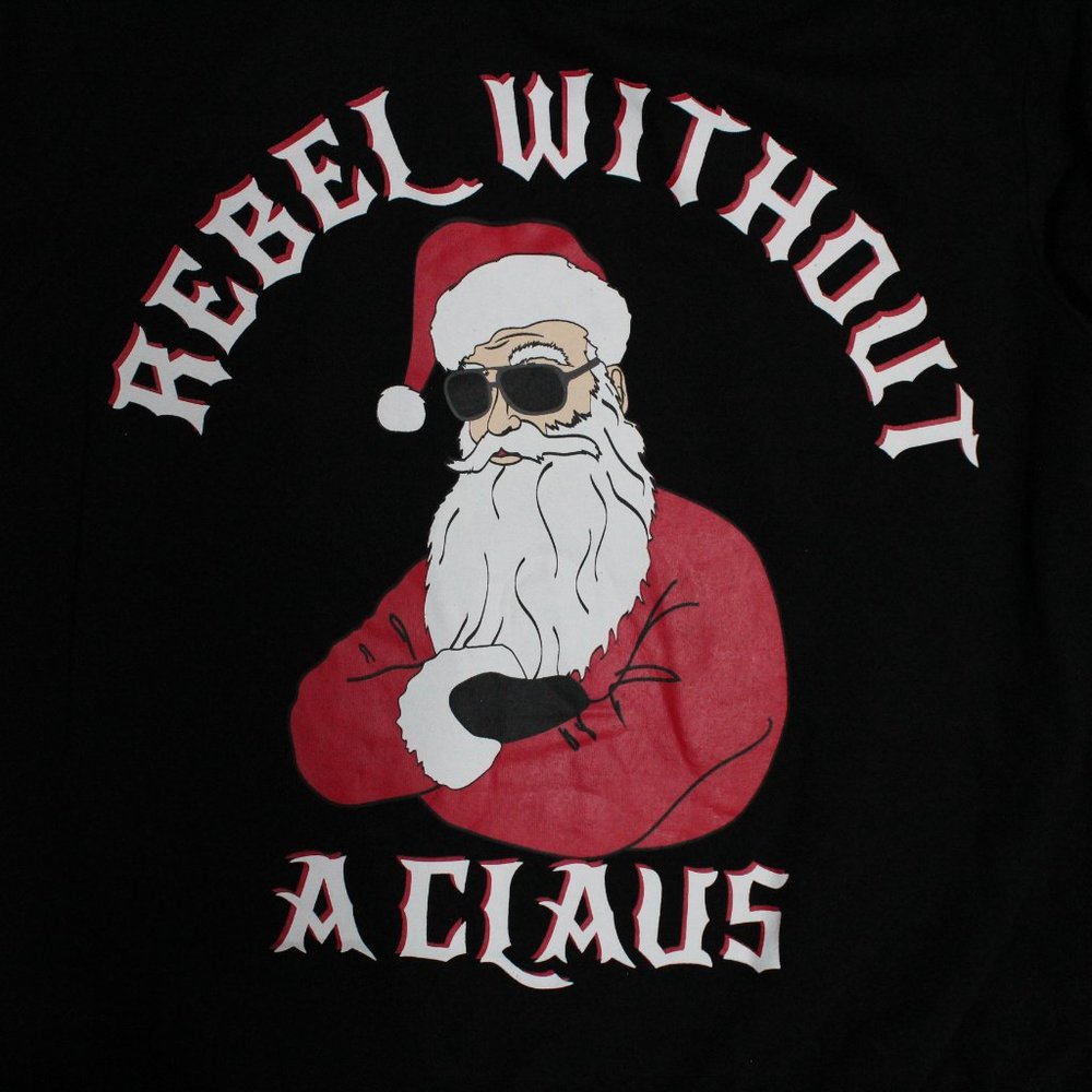 Men's Rebel Without A Claus 2XL (50-52) Christmas Holiday Fleece Sweatshirt